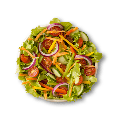 Fresh green salad in a white bowl