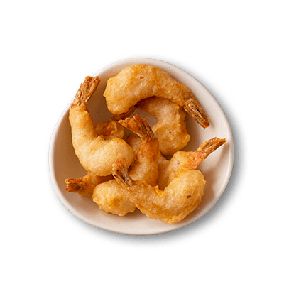 Pop prawns in a white bowl