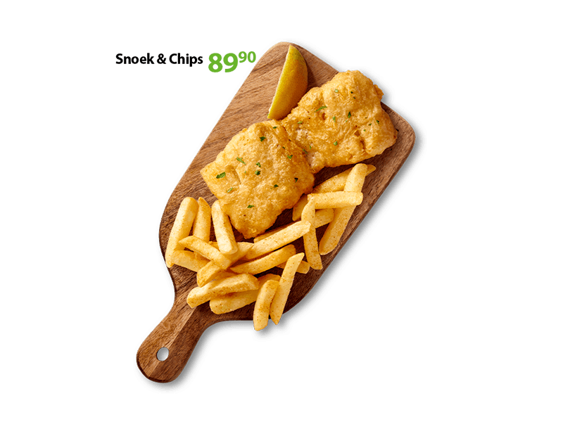 hake chips and prawns meal for 94.90