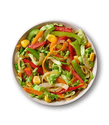 Stir fry in a white bowl