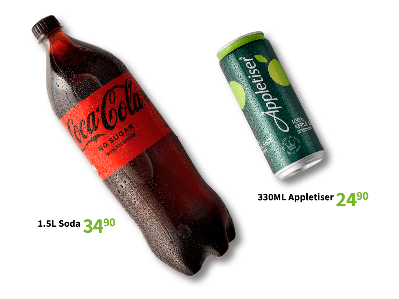 Coca cola bottle and can drink
