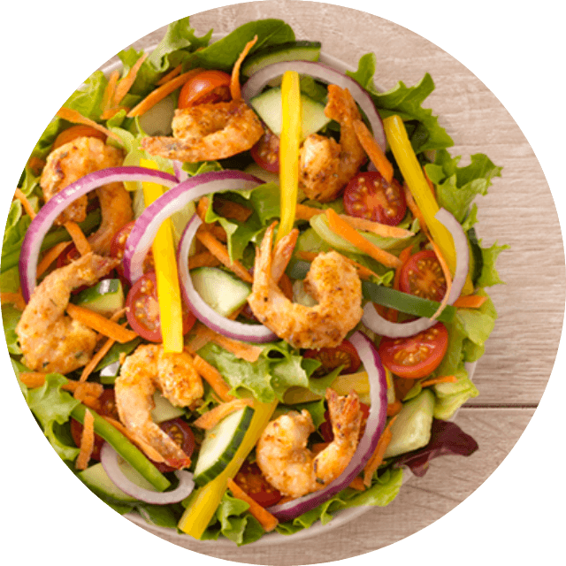 prawn salad with greens