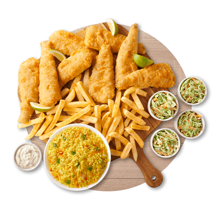 Fish and chips seafood platter for sharing