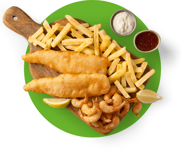 Fish and chips platter for sharing
