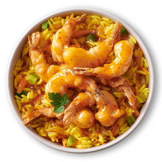 Prawn pot bowl of rice with prawns