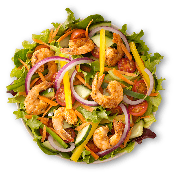 Prawns with garden salad