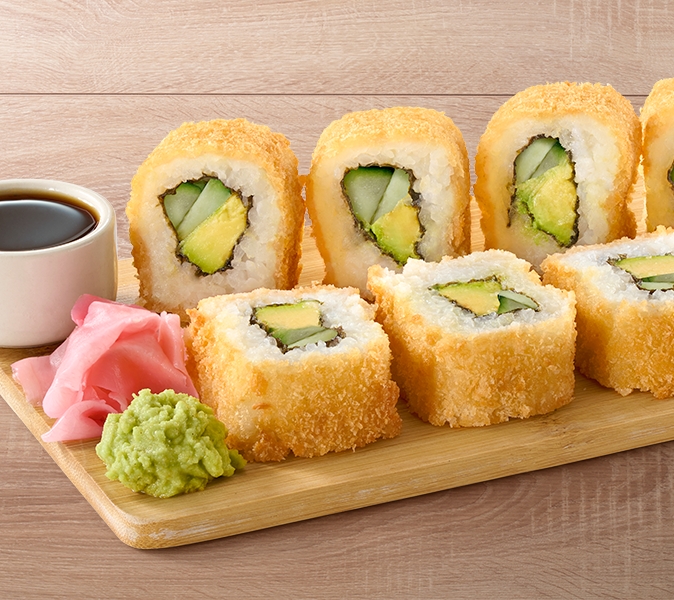 Golden, crispy prawn tempura sushi rolls